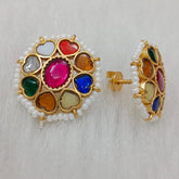 Jadau Kundan Navararna studs - KE0057